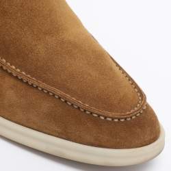 مملوكة مسبقًا Loro Piana Khaki Suede Summer Walk Loafers Size 41.5