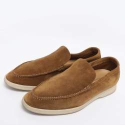 مملوكة مسبقًا Loro Piana Khaki Suede Summer Walk Loafers Size 41.5