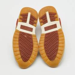 Pre Owned Loro Piana Brown Knit Fabric 360 Flexy Walk Lace Up Sneakers Size 42