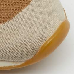 Pre Owned Loro Piana Brown Knit Fabric 360 Flexy Walk Lace Up Sneakers Size 42