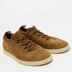 Pre Owned Loro Piana Brown Nubuck Leather Soho Walk Low Top Sneakers Size 42