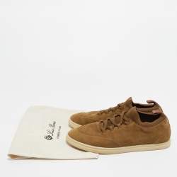 Pre Owned Loro Piana Brown Nubuck Leather Soho Walk Low Top Sneakers Size 42
