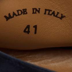 Pre Owned Loro Piana Navy Blue Suede Open Walk Ankle Length Boots Size 41