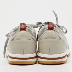 Pre Owned Loro Piana Light Grey Knit Fabric 360 LP Flexy Walk Low Top Sneakers Size 42
