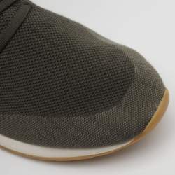 Pre Owned Loro Piana Olive Green Knit Fabric 360 LP Flexy Walk Low Top Sneakers Size 41