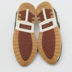 Pre Owned Loro Piana Olive Green Knit Fabric 360 LP Flexy Walk Low Top Sneakers Size 41