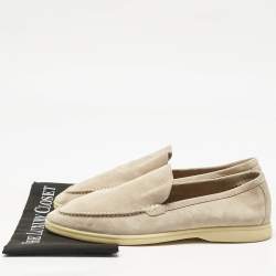 Pre Owned Loro Piana Beige Suede Summer Walk Loafers Size 46