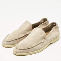 Pre Owned Loro Piana Beige Suede Summer Walk Loafers Size 46