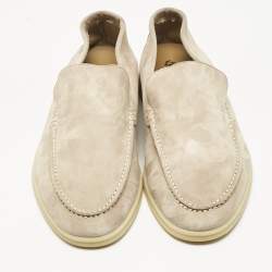 Pre Owned Loro Piana Beige Suede Summer Walk Loafers Size 46