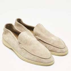 Pre Owned Loro Piana Beige Suede Summer Walk Loafers Size 46
