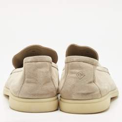 Pre Owned Loro Piana Beige Suede Summer Walk Loafers Size 46