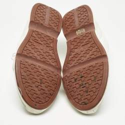 Pre Owned Loro Piana White/Grey Neoprene and Suede Modular Walk Sneakers Size 46