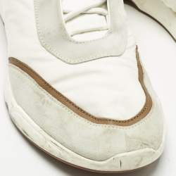 Pre Owned Loro Piana White/Grey Neoprene and Suede Modular Walk Sneakers Size 46