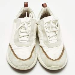 Pre Owned Loro Piana White/Grey Neoprene and Suede Modular Walk Sneakers Size 46