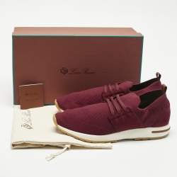 مملوكة مسبقًا حذاء رياضي لورو بيانا فلكسي ووك سليب أون 360 قماش محبوك وزخرفة شامواه خمري مقاس 43