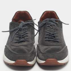 Pre Owned Loro Piana Grey Suede Week End Walk Lace Up Sneakers Size 42
