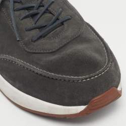 Pre Owned Loro Piana Grey Suede Week End Walk Lace Up Sneakers Size 42