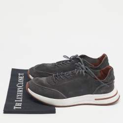 Pre Owned Loro Piana Grey Suede Week End Walk Lace Up Sneakers Size 42