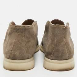 Pre Owned Loro Piana Brown Suede Open Walk Ankle Length Boots Size 39