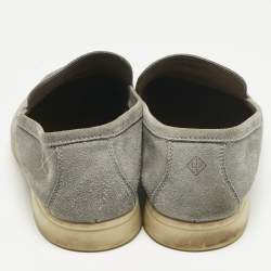 Pre Owned Loro Piana Grey Suede Summer Walk Slip On Loafers Size 42.5