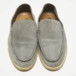 Pre Owned Loro Piana Grey Suede Summer Walk Slip On Loafers Size 42.5
