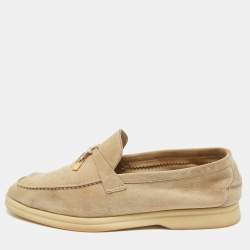 Pre Owned Loro Piana Beige Suede Summer Charms Walk Loafers Size 39