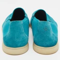 Pre Owned Loro Piana Blue Suede and Fabric Summer Walk Loafers Size 44