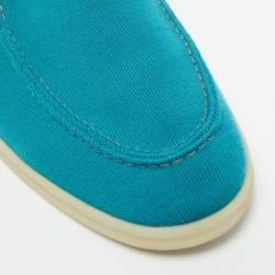 Pre Owned Loro Piana Blue Suede and Fabric Summer Walk Loafers Size 44