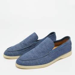 مملوكة مسبقًا حذاء لوفرز لورو بيانا سومر والْك سليب أون دينيم أزرق مقاس 44.5