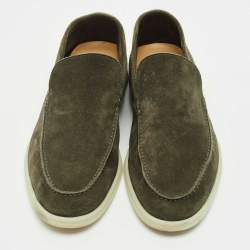 مملوكة مسبقًا حذاء لوفرز لورو بيانا سمر والاك سليپ أون جلد سويدي رمادي مقاس 42.5