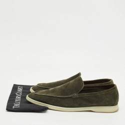 مملوكة مسبقًا حذاء لوفرز لورو بيانا سمر والاك سليپ أون جلد سويدي رمادي مقاس 42.5