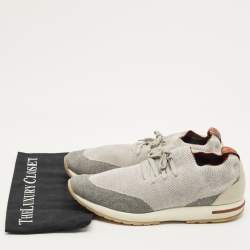 Pre Owned Loro Piana Grey Knit Fabric 360 LP Flexy Walk Sneakers Size 43