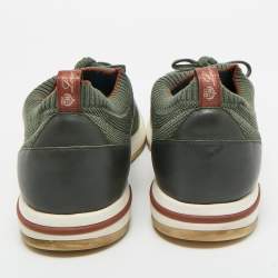 Pre Owned Loro Piana Green Knit Fabric 360 LP Flexy Walk Sneakers Size 43
