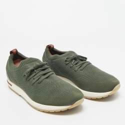Pre Owned Loro Piana Green Knit Fabric 360 LP Flexy Walk Sneakers Size 43