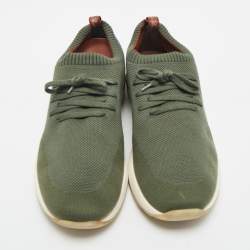 Pre Owned Loro Piana Green Knit Fabric 360 LP Flexy Walk Sneakers Size 43