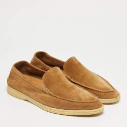 Pre Owned Loro Piana Light Brown Suede Summer Walk Slip On Loafers Size 42