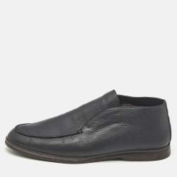 Pre Owned Loro Piana Black Leather Open Walk Ankle Boots Size 42