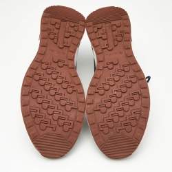 Pre Owned حذاء رياضي لورو بيانا نسيج تريكو أزرق بحري وجلد نهاية الأسبوع برباط مقاس 42