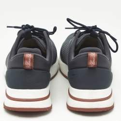 Pre Owned حذاء رياضي لورو بيانا نسيج تريكو أزرق بحري وجلد نهاية الأسبوع برباط مقاس 42