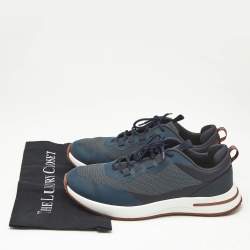 Pre Owned حذاء رياضي لورو بيانا نسيج تريكو أزرق بحري وجلد نهاية الأسبوع برباط مقاس 42