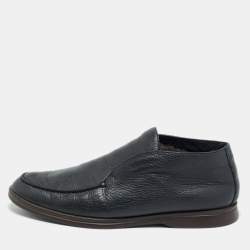 Pre Owned Loro Piana Black Leather Open Walk Ankle Boots Size 42