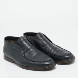 Pre Owned Loro Piana Black Leather Open Walk Ankle Boots Size 42
