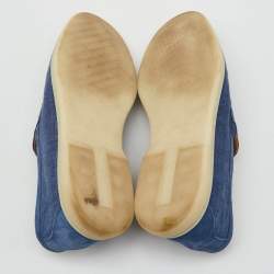 Pre Owned Loro Piana Blue Fabric and Suede Summer Walk Loafers Size 39