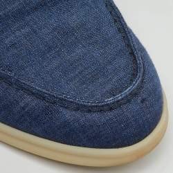 Pre Owned Loro Piana Blue Fabric and Suede Summer Walk Loafers Size 39