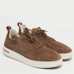 Pre Owned Loro Piana Brown Suede Soho Walk Low Top Sneakers Size 41