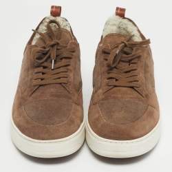 Pre Owned Loro Piana Brown Suede Soho Walk Low Top Sneakers Size 41