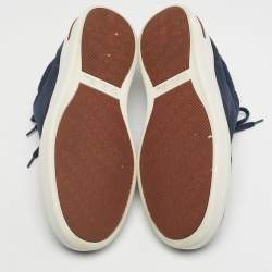 Pre Owned Loro Piana Navy Blue Neoprene and Suede 360 LP Flexy Walk Lace Up Sneakers Size 43
