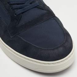 Pre Owned Loro Piana Navy Blue Neoprene and Suede 360 LP Flexy Walk Lace Up Sneakers Size 43
