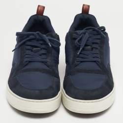 Pre Owned Loro Piana Navy Blue Neoprene and Suede 360 LP Flexy Walk Lace Up Sneakers Size 43