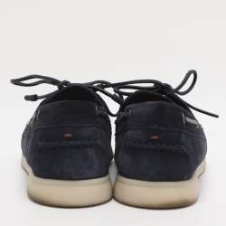 Pre Owned Loro Piana Blue Suede Sea Sail Loafers Size 41.5
